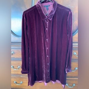 Eileen Fisher long velvet button down